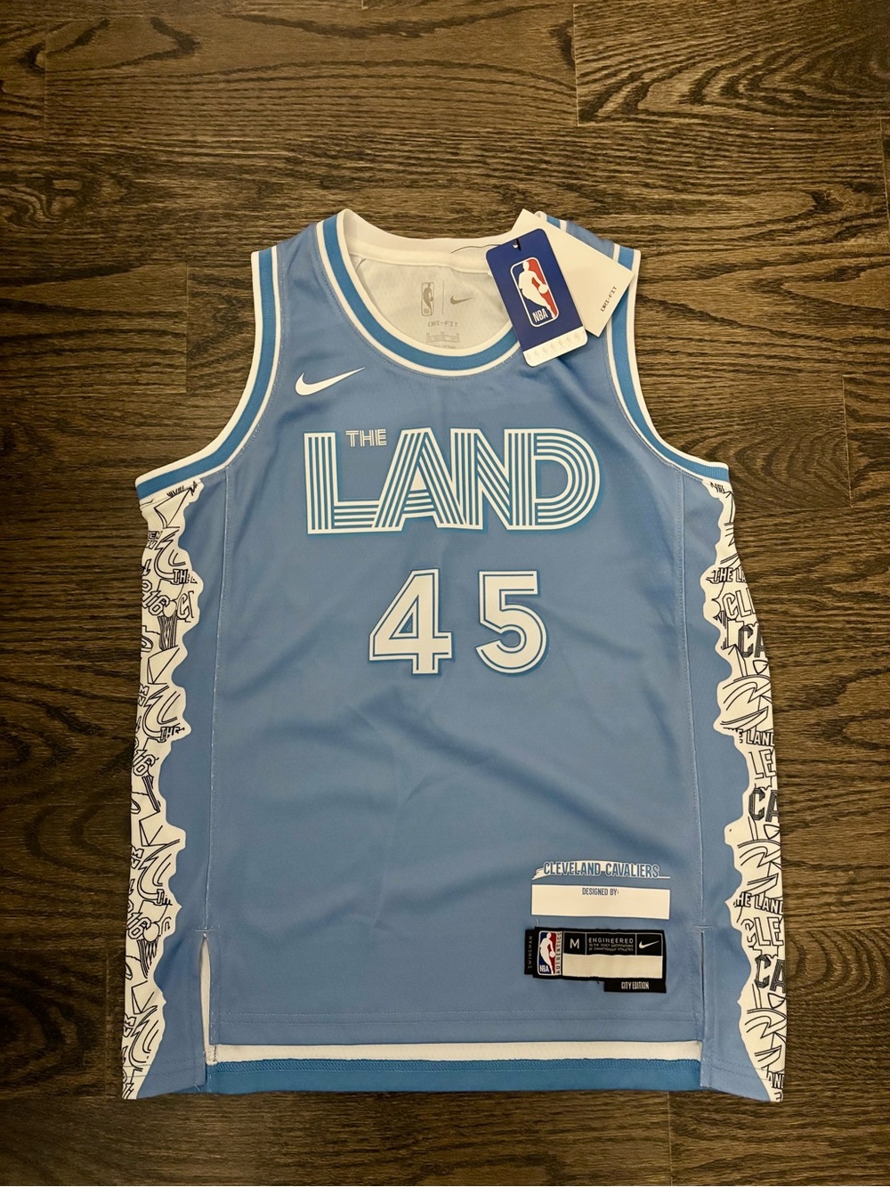 Nike The Land 45 Basketball Jersey in Light Blue and White, youth medium